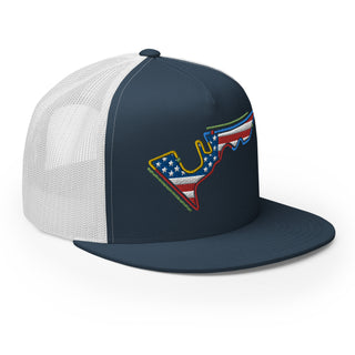 Circuit of the Americas (COTA) Circuit Sectors with DRS Zones and US Flag F1 Embroidered Flat Bill Trucker Cap