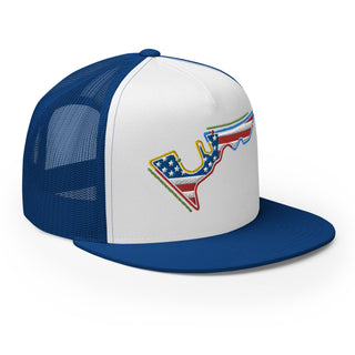 Circuit of the Americas (COTA) Circuit Sectors with DRS Zones and US Flag F1 Embroidered Flat Bill Trucker Cap