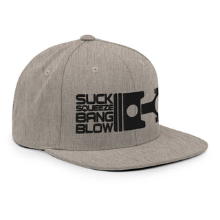 Embroidered Snapback Flat Bill Hat - Suck Squeeze Bang Blow