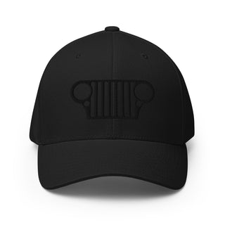 Jeep CJ Grill Blackout Embroidered Flexfit Cap