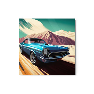 Car Driving in Desert Painting v1 Metal Print