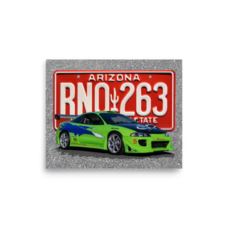 Brian's Green Mitsubishi Eclipse and License Plate Poster