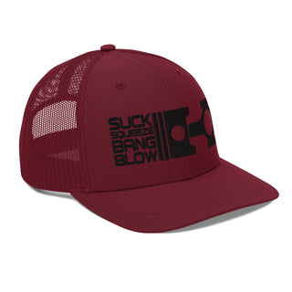 Embroidered Meshback Trucker Cap - Suck Squeeze Bang Blow
