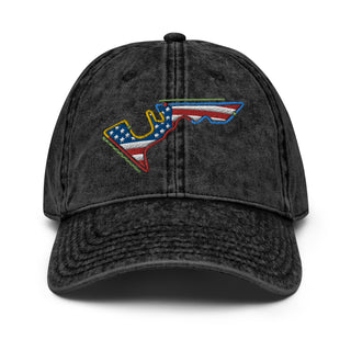 Circuit of the Americas (COTA) Circuit Sectors with DRS Zones and US Flag F1 Embroidered Vintage Denim Cap