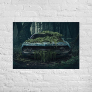 Abandoned Muscle Car in the Woods 1 Poster