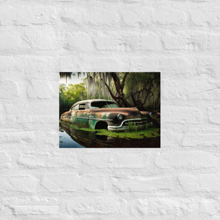 Abandoned Classic Car in the Bayou v5 - Poster
