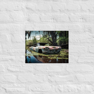 Abandoned Classic Car in the Bayou v8 - Poster