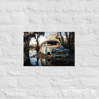 Abandoned Classic Car in the Bayou v6 - Poster