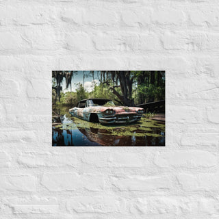 Abandoned Classic Car in the Bayou v8 - Poster