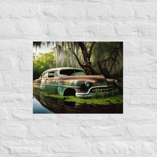 Abandoned Classic Car in the Bayou v5 - Poster