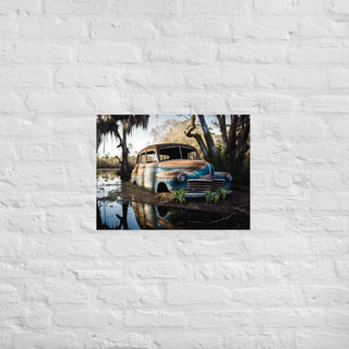 Abandoned Classic Car in the Bayou v6 - Poster
