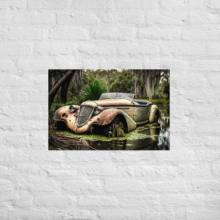 Abandoned Vintage Car in the Bayou v2 - Poster