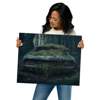 Abandoned Muscle Car in the Woods 1 Metal Print