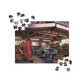 Vintage MG Restoration Garage Painting Jigsaw Puzzle - 252 Pieces