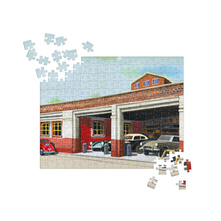 Vintage Brick Auto Shop Painting Jigsaw Puzzle - 252 Pieces