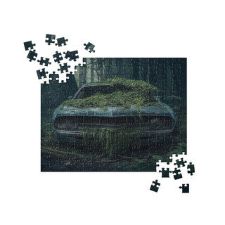 Abandoned Muscle Car in the Woods 1 Jigsaw Puzzle - 252 Pieces