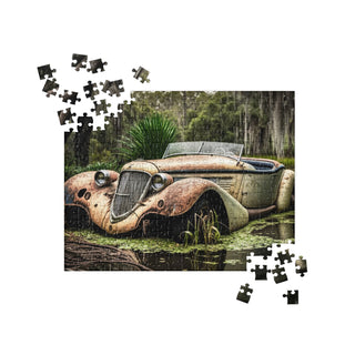 Abandoned Vintage Car in the Bayou v2 - Jigsaw Puzzle (252 pcs)