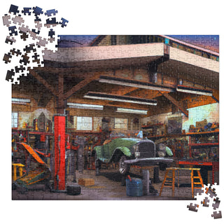 Vintage MG Restoration Garage Painting Jigsaw Puzzle - 520 Pieces