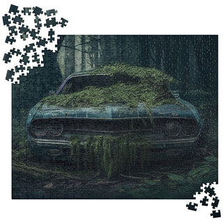 Abandoned Muscle Car in the Woods 1 Jigsaw Puzzle - 520 Pieces